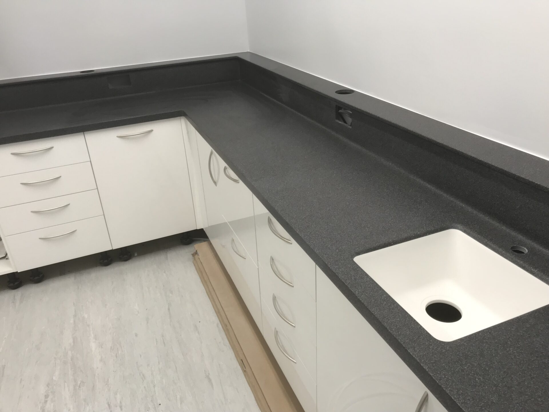 Dental Worktops in Staron Sanded Dark Nebular with a CS325S sink